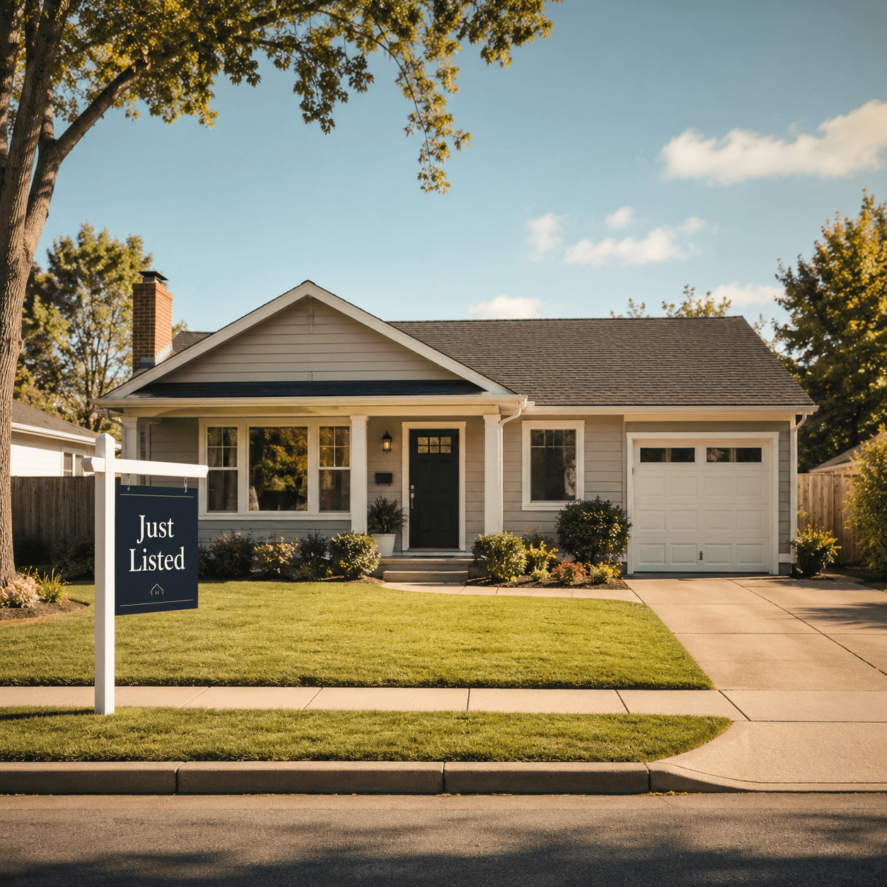 Just listed home with a For Sale sign